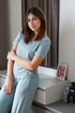 Women summer pajama set Tinted aqua shirt + Pants